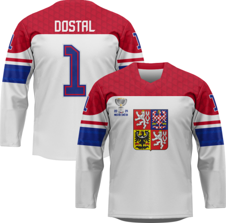 Czechia - Lukáš Dostál 2024 World Champions Hockey Replica Jersey White