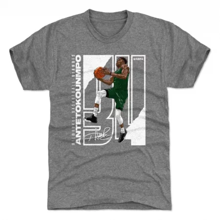 Milwaukee Bucks - Giannis Antetokounmpo Stretch Gray NBA T-Shirt