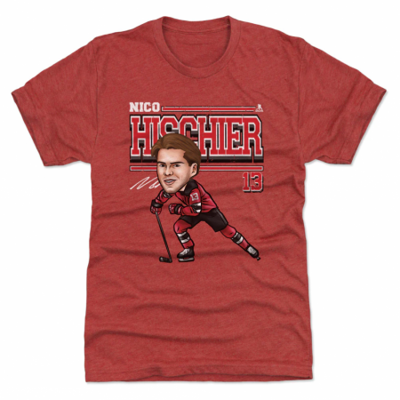 New Jersey Devils - Nico Hischier Cartoon Red NHL T-Shirt