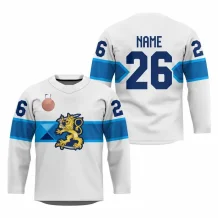 Fínsko - 2026 Bronze Patch Hokejový Replica Fan Dres Biely/Vlastné meno a číslo