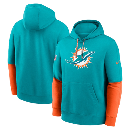 Miami Dolphins - 2024 Sideline Club Pullover Aqua NFL Mikina s kapucí