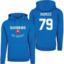 Słowacja Libor Hudáček Authentic Hockey Navy Bluza s kapturem - niebieska